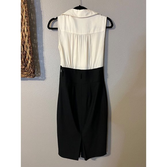 Club Monaco Dress 0 XS Cream Black Belted - Picture 7 of 7